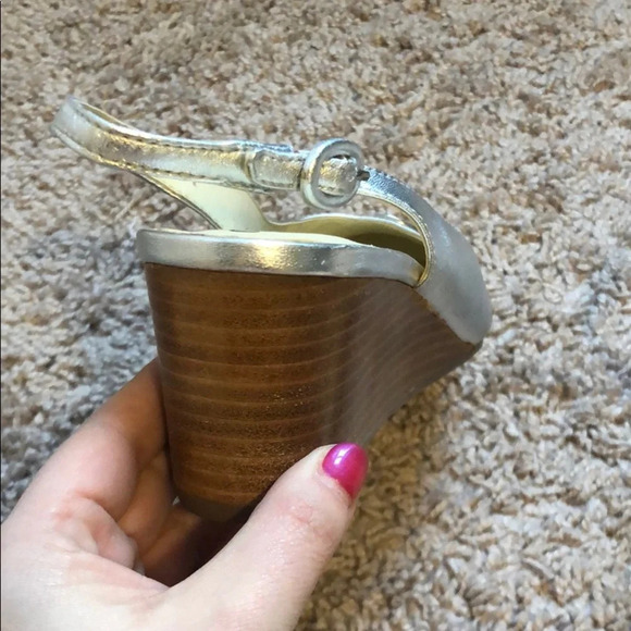 Silver Emblem Strap Back Heels - Picture 4 of 5